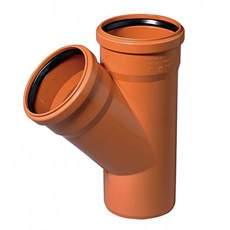 PVC T-stykke m/muffe Orange kloak 45 gr
